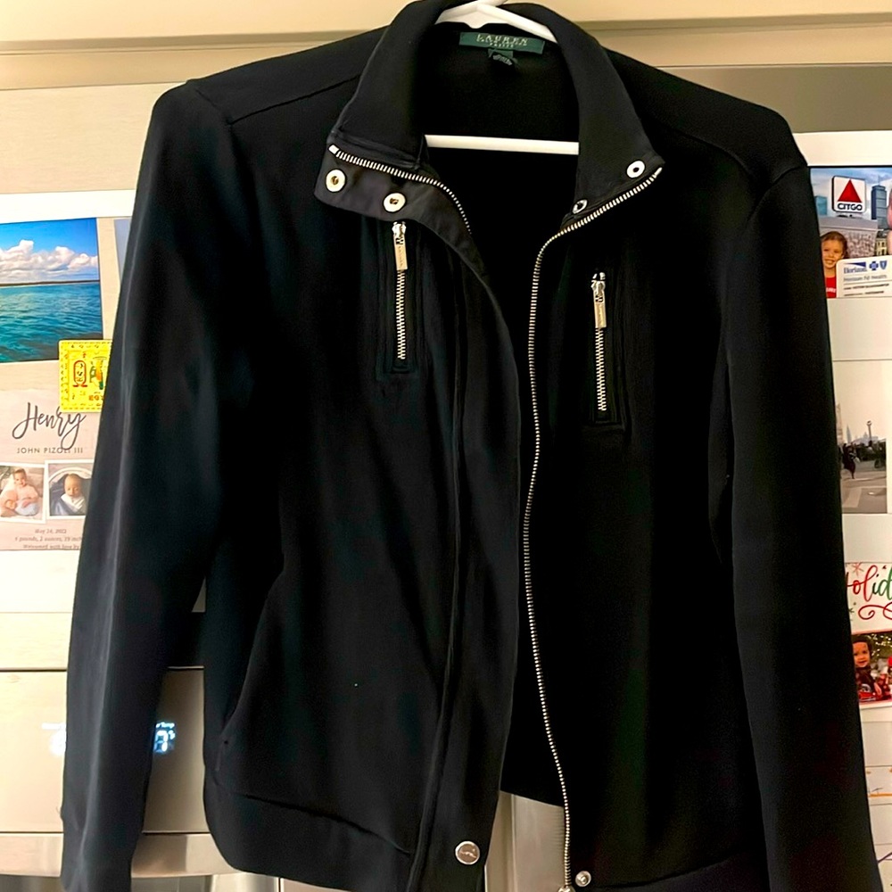 Ralph Lauren cotton bomber. Black with good accents retail 275